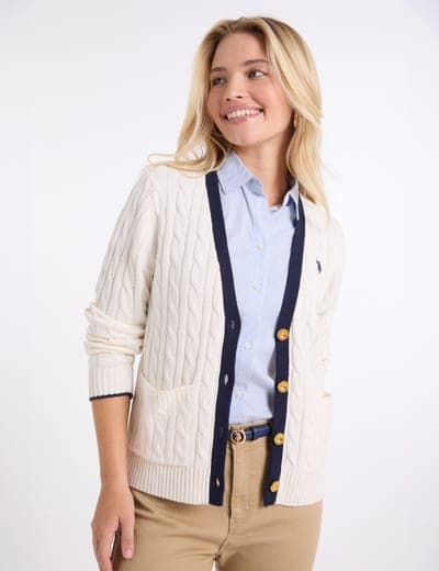 BUTTON FRONT CABLE CARDIGAN 1