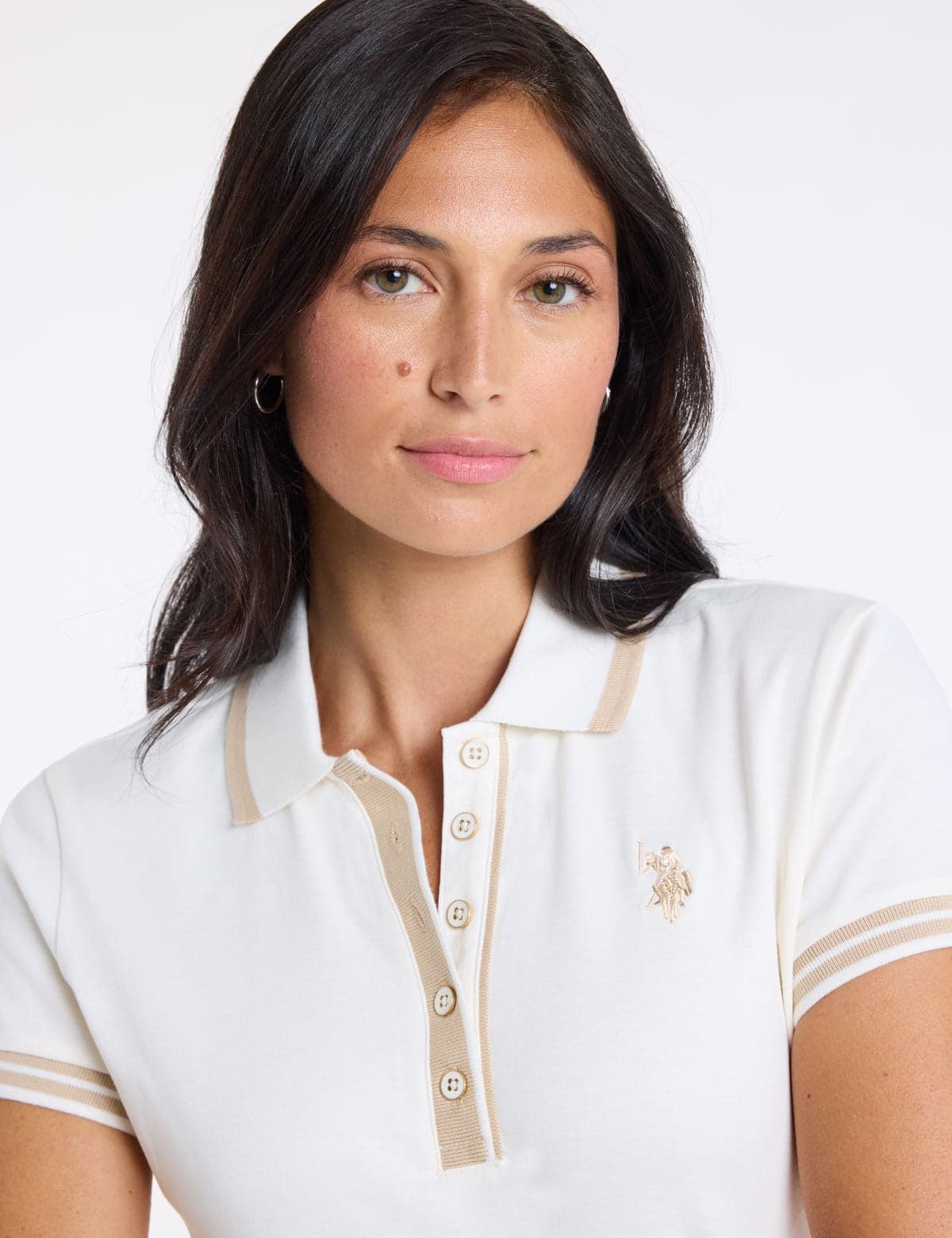 ENAMEL BUTTON TIPPED POLO SHIRT