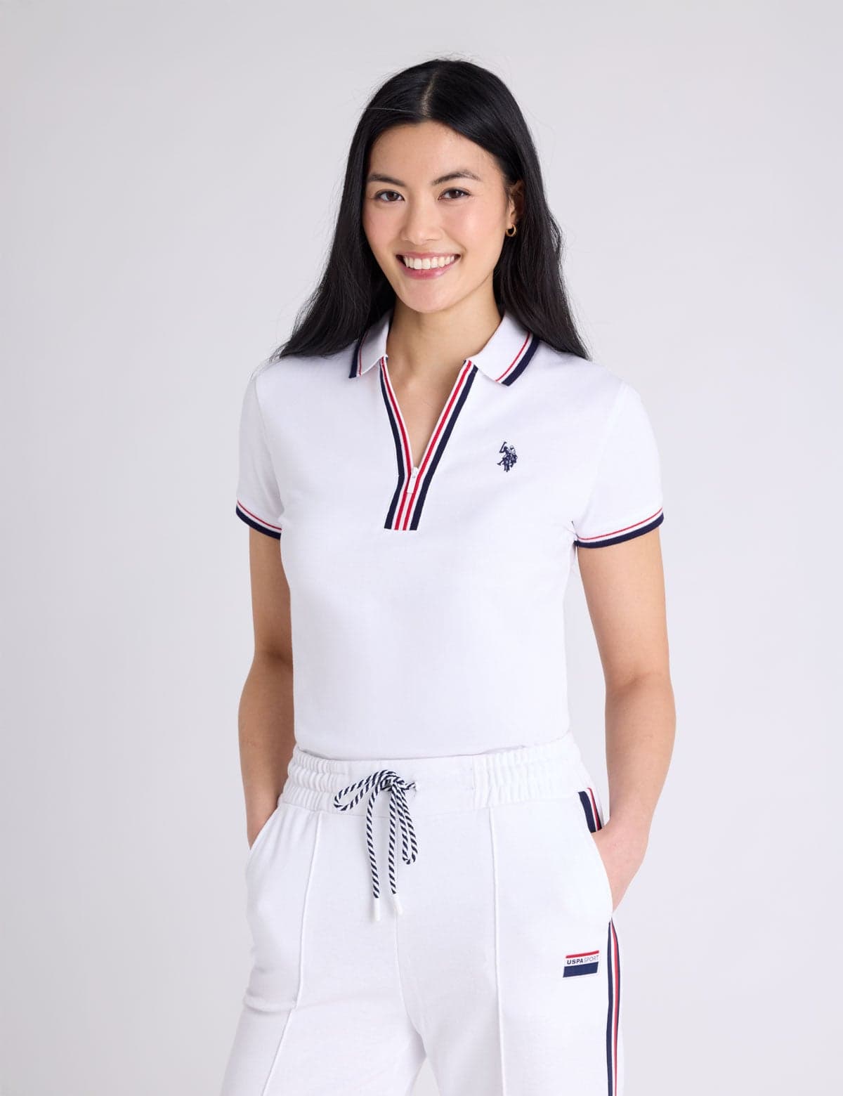SIGNATURE STRIPE ZIP PLACKET POLO SHIRT