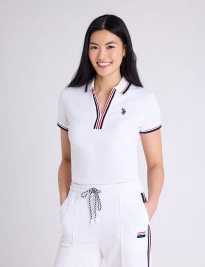 SIGNATURE STRIPE ZIP PLACKET POLO SHIRT 1