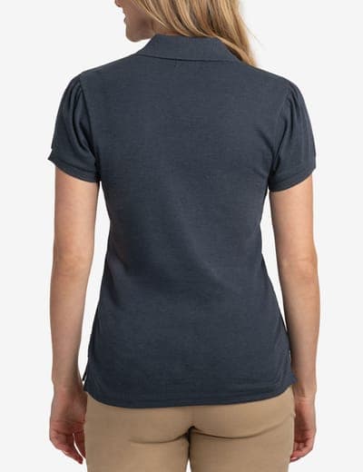 HALF ZIP PUFF SLEEVE HEATHER POLO SHIRT 10