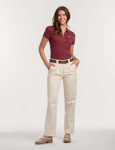 HALF ZIP PUFF SLEEVE HEATHER POLO SHIRT 13
