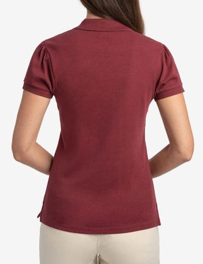 HALF ZIP PUFF SLEEVE HEATHER POLO SHIRT 16
