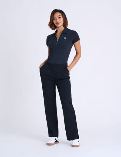 HALF ZIP PUFF SLEEVE HEATHER POLO SHIRT 8