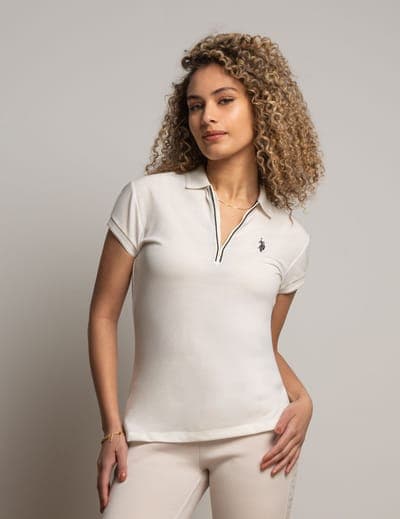 WHITE LABEL ZIP POLO SHIRT WITH PIPING 3