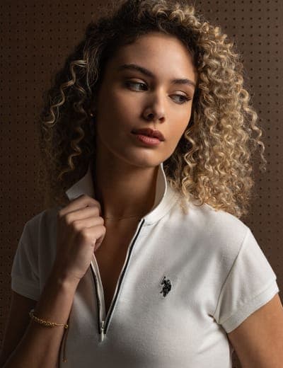 WHITE LABEL ZIP POLO SHIRT WITH PIPING 5
