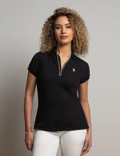 WHITE LABEL ZIP POLO SHIRT WITH PIPING 7