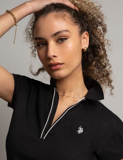 WHITE LABEL ZIP POLO SHIRT WITH PIPING 9