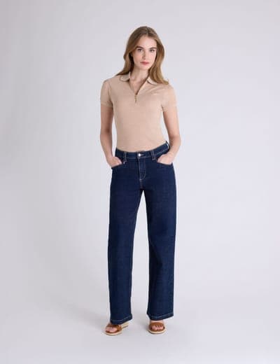 HALF ZIP PUFF SLEEVE HEATHER POLO SHIRT 9