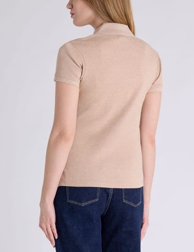 HALF ZIP PUFF SLEEVE HEATHER POLO SHIRT 10