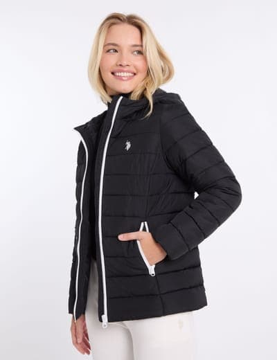 PACKABLE HOODED CHANNEL PUFFER JACKET 7