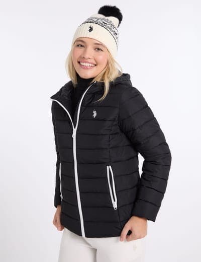 PACKABLE HOODED CHANNEL PUFFER JACKET 8
