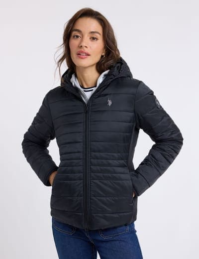 SIDE RIBBED HOODED PUFFER JACKET 3