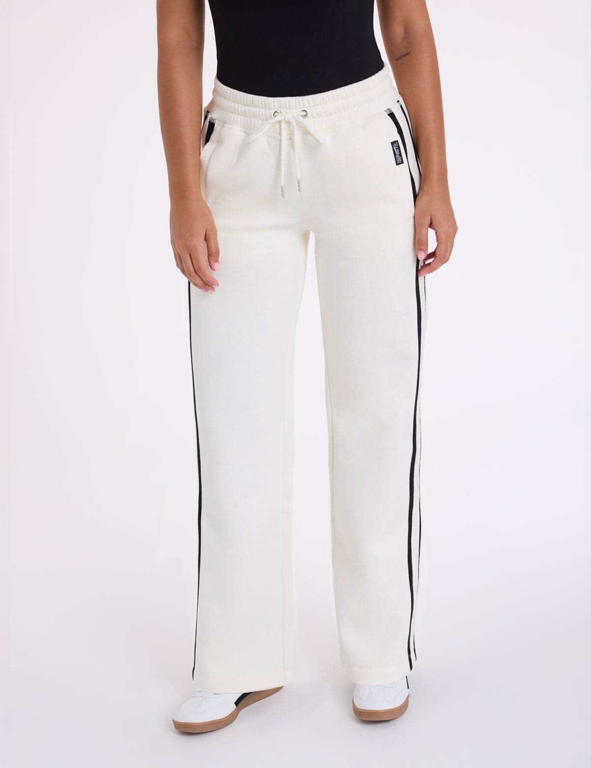 PIECED WIDE LEG FRENCH TERRY TRACK PANT