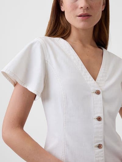 Denim Button-Front Mini Dress 3