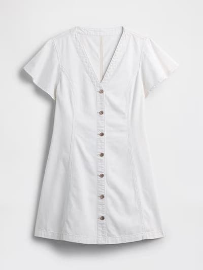 Denim Button-Front Mini Dress 6