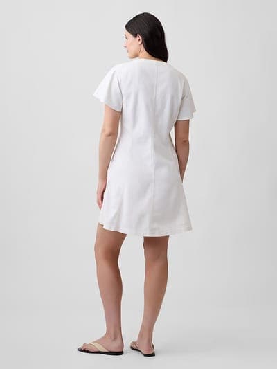 Denim Button-Front Mini Dress 5