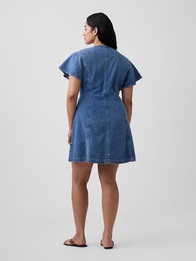 Denim Flutter Sleeve Mini Dress 5