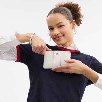 Coach Outlet Corner Zip Wristlet In Signature Canvas With Stripe 7