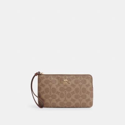 Coach Outlet Large Corner Zip Wristlet In Signature Canvas 1