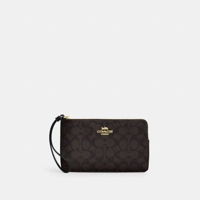 Coach Outlet Large Corner Zip Wristlet In Signature Canvas 5