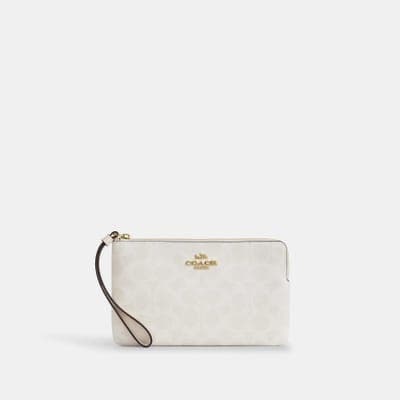 Coach Outlet Large Corner Zip Wristlet In Signature Canvas 9
