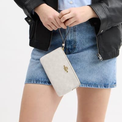 Coach Outlet Large Corner Zip Wristlet In Signature Canvas 11