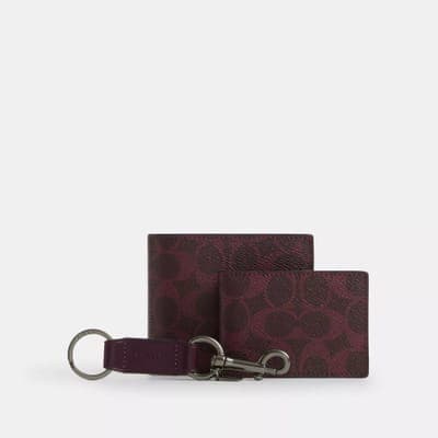 Coach Outlet Boxed 3 In 1 Wallet Gift Set In Signature Canvas 1