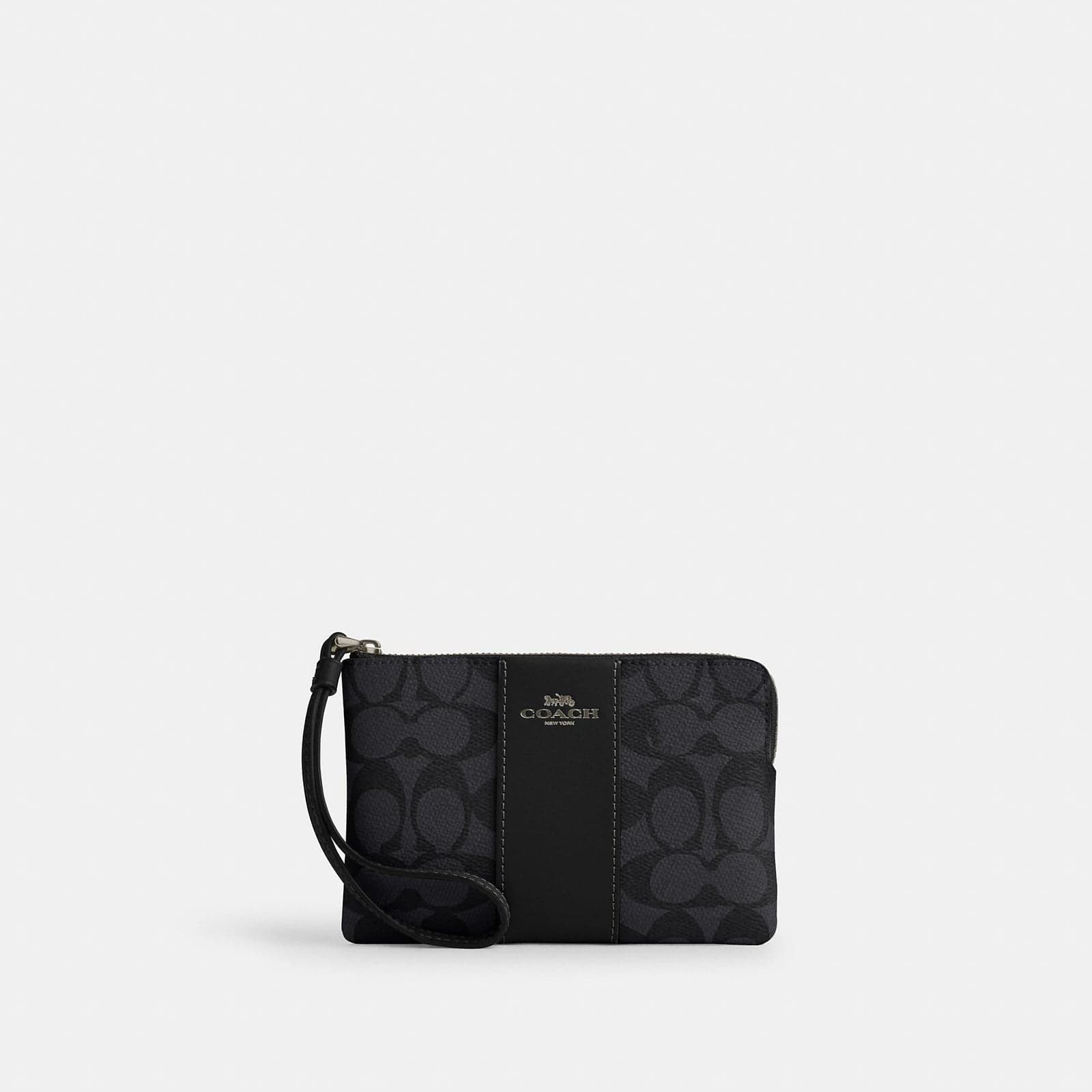 Coach Outlet Corner Zip Wristlet In Signature Canvas With Stripe