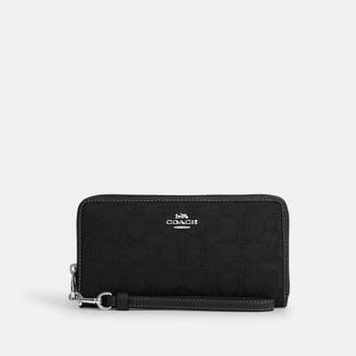 Coach Outlet Long Zip Around Wallet In Signature Jacquard 1