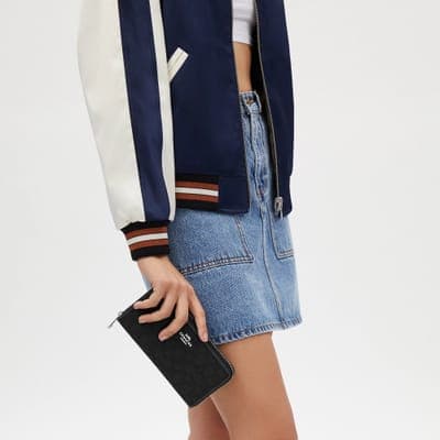 Coach Outlet Long Zip Around Wallet In Signature Jacquard 4