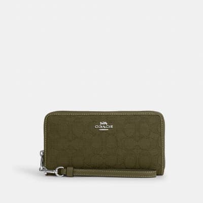 Coach Outlet Long Zip Around Wallet In Signature Jacquard 5