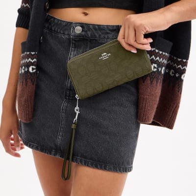 Coach Outlet Long Zip Around Wallet In Signature Jacquard 7