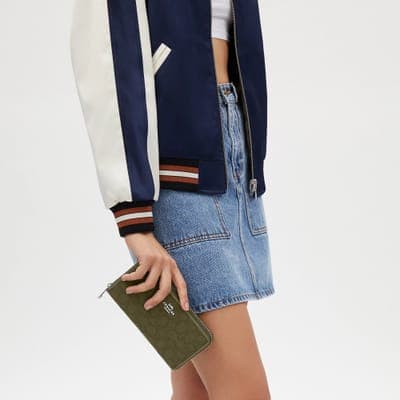 Coach Outlet Long Zip Around Wallet In Signature Jacquard 8
