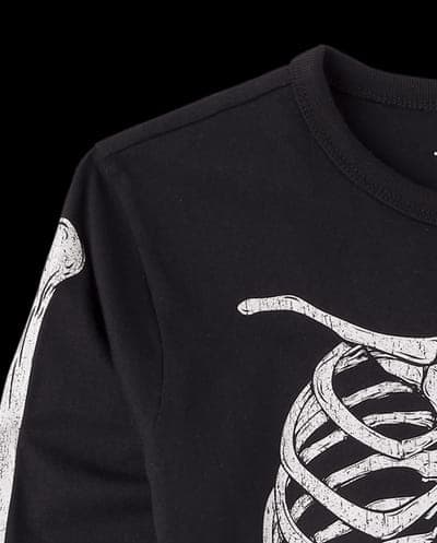 Boys Long Sleeve Glow In The Dark Halloween Skeleton Graphic Tee 4