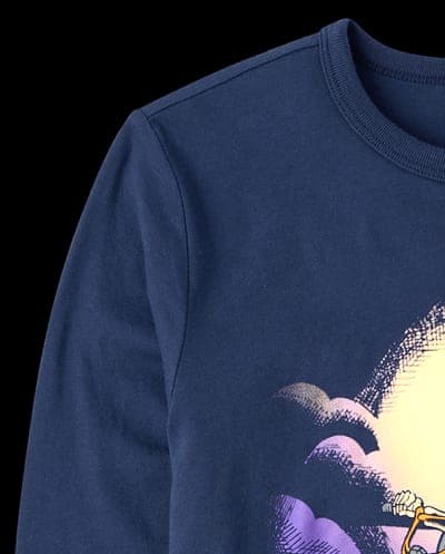 Boys Long Sleeve Halloween Pumpkin Biker Graphic Tee 4