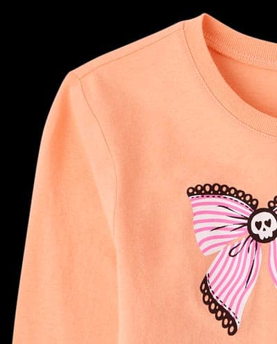 Girls Long Sleeve Halloween Bows Graphic Tee 4