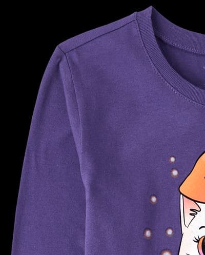 Girls Long Sleeve Halloween Ghost Bow Graphic Tee 3
