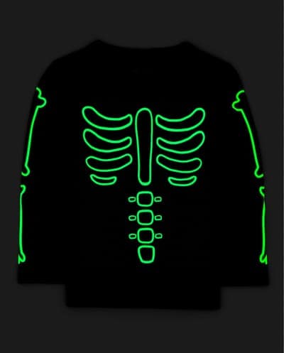 Baby And Toddler Boys Long Sleeve Glow In The Dark Halloween Skeleton Graphic Tee 2