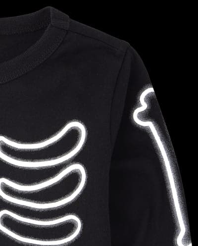 Baby And Toddler Boys Long Sleeve Glow In The Dark Halloween Skeleton Graphic Tee 5