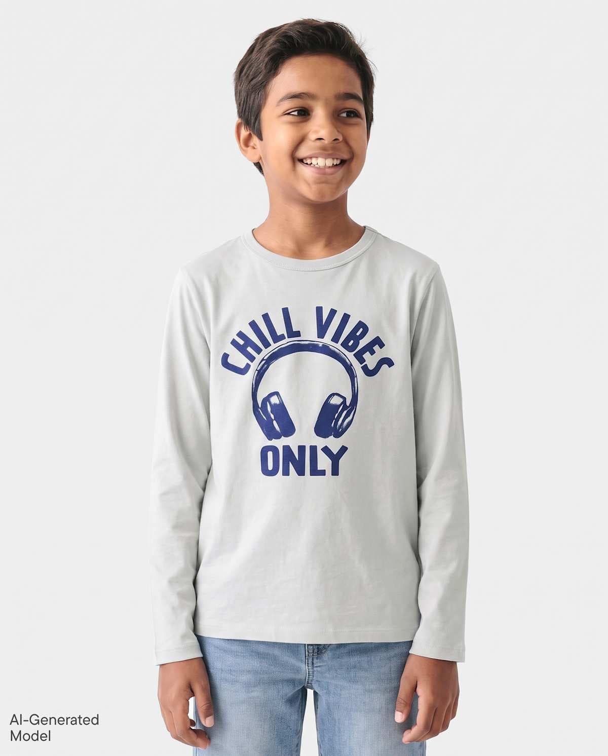 Boys Long Sleeve Chill Vibes Only Graphic Tee