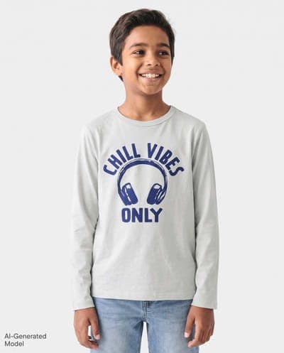 Boys Long Sleeve Chill Vibes Only Graphic Tee 1