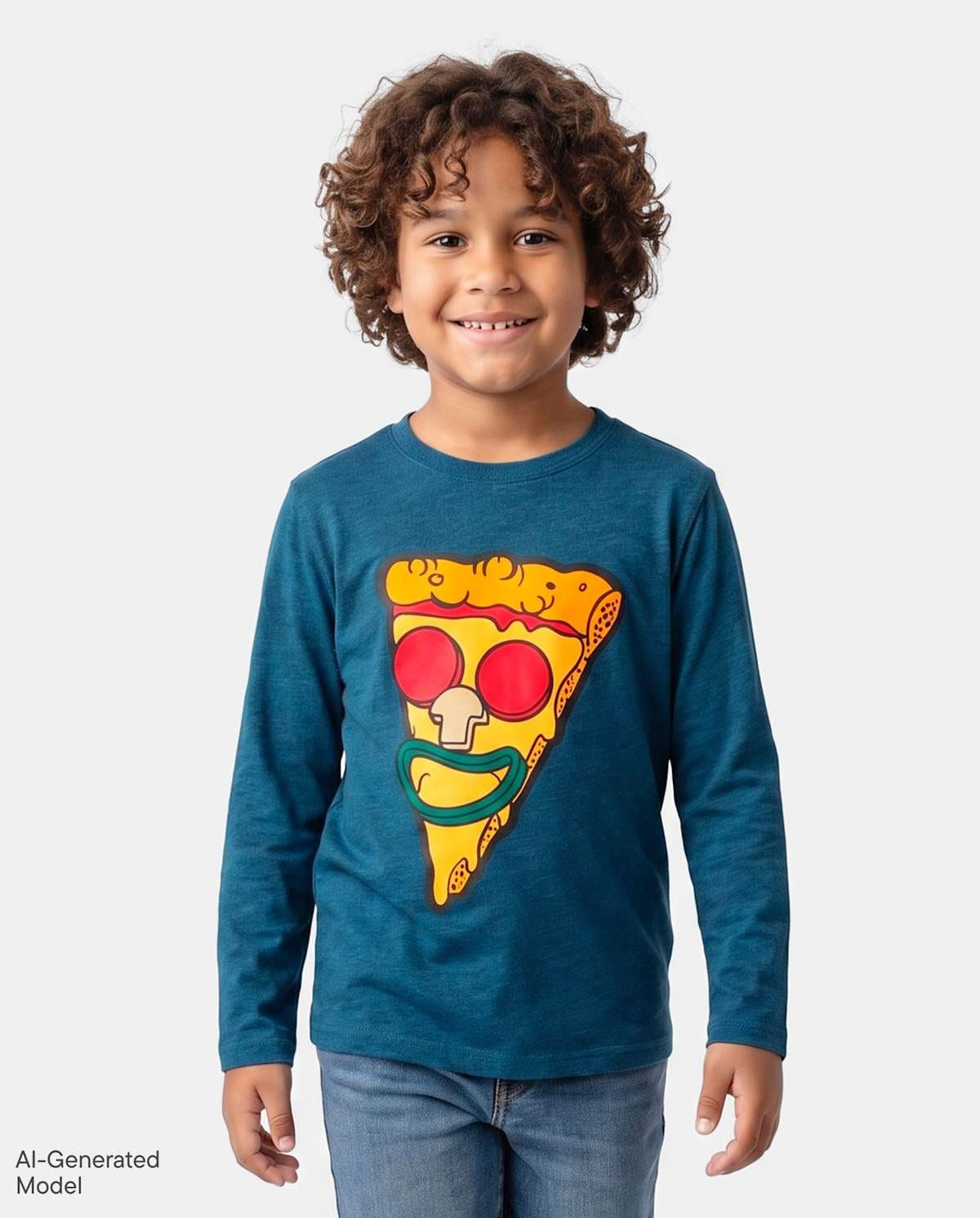 Boys Long Sleeve Pizza Graphic Tee
