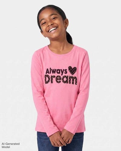 Girls Long Sleeve Always Dream Graphic Tee 1