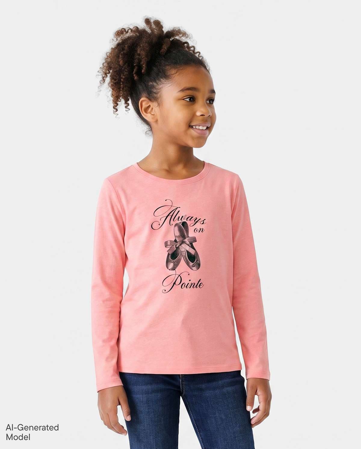 Girls Long Sleeve Always On Pointe Graphic Tee