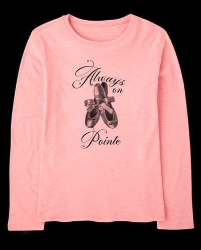 Girls Long Sleeve Always On Pointe Graphic Tee 2