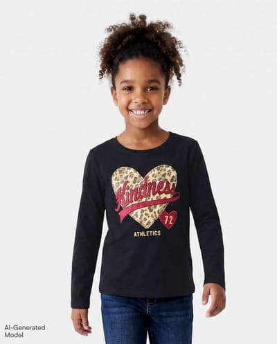 Girls Long Sleeve Kindness Graphic Tee 1