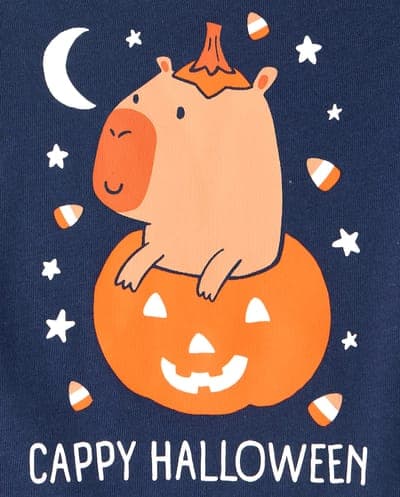 Baby And Toddler Boys Long Sleeve Halloween Capybara Graphic Tee 2
