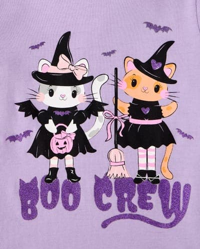 Baby And Toddler Girls Long Sleeve Halloween Boo Crew Graphic Tee 3