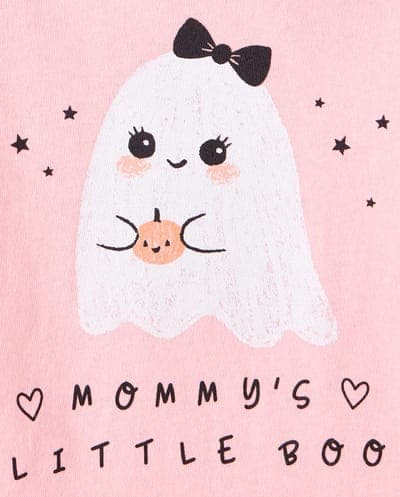 Baby And Toddler Girls Long Sleeve Halloween Mommy's Boo Graphic Tee 3